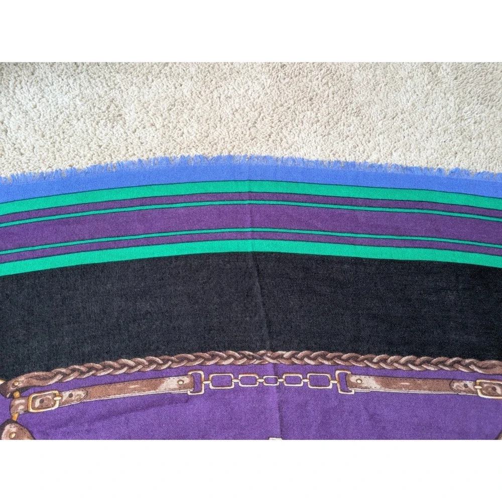 Vintage Lauren Ralph Lauren‎ Silk Scarf *HOLES Equestrian Belt Crest 40